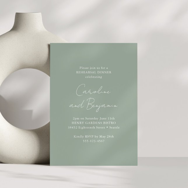 Invitación Elegante ensayo Minimalista Cena Dusty Sage (Subido por el creador)