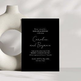 Invitación Elegante ensayo Minimalista cena negro