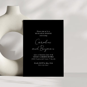 Invitación Elegante ensayo Minimalista cena negro