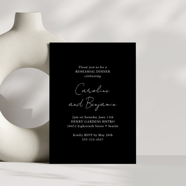 Invitación Elegante ensayo Minimalista cena negro (Subido por el creador)