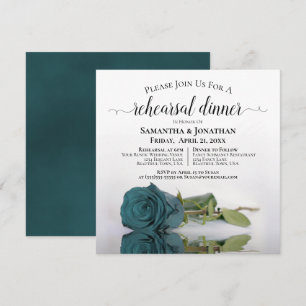 Invitación Elegante ensayo Rosa Boda Verde azulado y cena