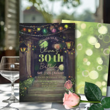 Elegante entrada con luces de cuerda Cumpleaños 30