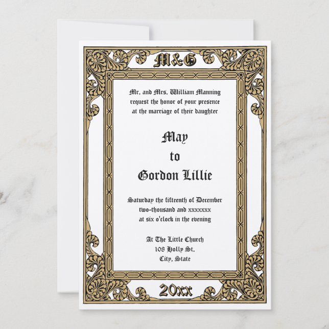 Invitación Elegante época victoriana 1877 (Anverso)