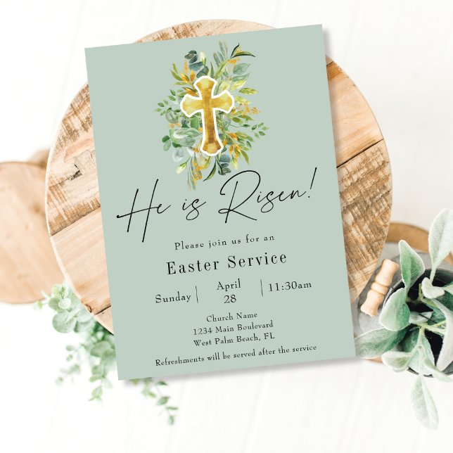 Invitación Elegante, es el Servicio de Pascua de la Iglesia V (Subido por el creador)