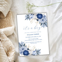 Elegante es un Baby Shower de color blanco azul