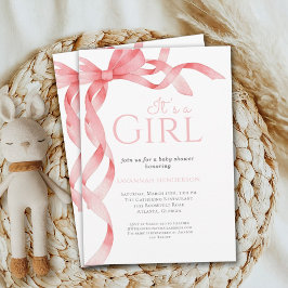 Invitación Elegante es un Baby Shower de color rosa Chica