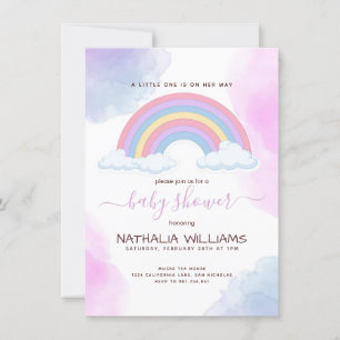 Invitación Elegante Es Un Chica Acuarela Arcoiris Baby Shower