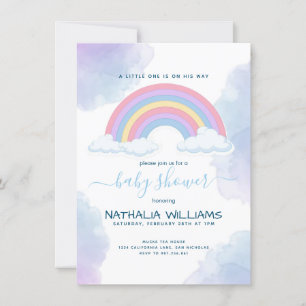 Invitación Elegante Es Un Niño Acuarela Arcoiris Baby Shower