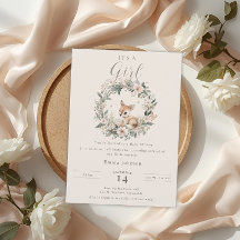 Elegante Es una Niña Shower Floral Ciervo
