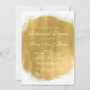 Invitación Elegante escenario de pintura de oro de cena