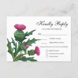 Invitación Elegante escocés Thistle Boda Meal Choice RSVP