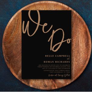 Invitación Elegante escribimos Boda negro y oro