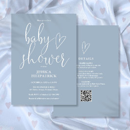 Invitación Elegante escritura azul polvoriento todo en uno ba