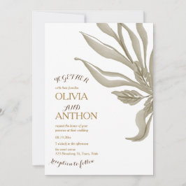 Invitación Elegante escritura botánica moderna floral y dorad