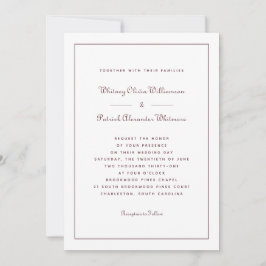 Invitación Elegante Escritura Burgundy Bodas Formales Clásica