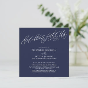 Invitación Elegante Escritura Celebre con Nosotros Azul Marin