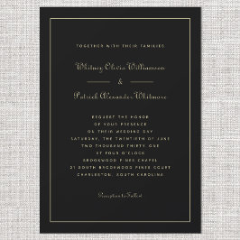 Invitación Elegante escritura clásica negro dorado bodas form