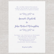 Elegante Escritura Clásico Boda Azul Periwinkle
