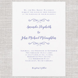 Invitación Elegante Escritura Clásico Boda Azul Periwinkle