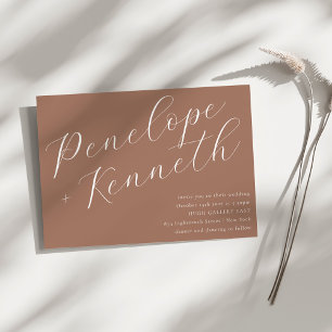 Invitación Elegante escritura de boda elegante marrón mocha t