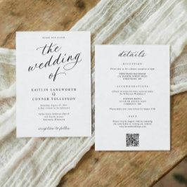 Invitación Elegante escritura de caligrafía todo en uno boda