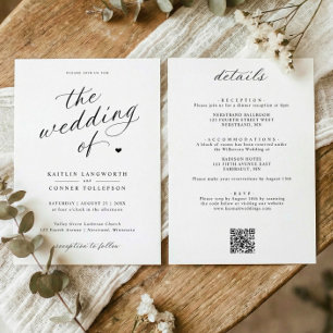 Invitación Elegante escritura de caligrafía todo en uno boda