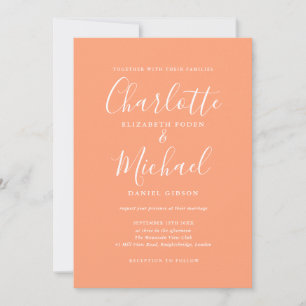 Invitación Elegante escritura de firma melocotón boda