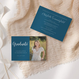 Invitación Elegante escritura de graduación de fotos en blanc