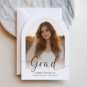 Invitación Elegante escritura en arco Foto Graduación Agradec