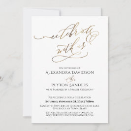 Invitación Elegante Escritura en Oro Celebre con Nosotros Rec