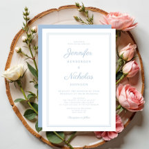 Elegante escritura moderna boda azul en polvo