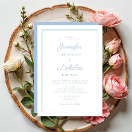 Invitación Elegante escritura moderna boda azul en polvo