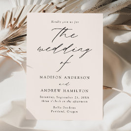 Invitación Elegante Escritura Moderna Crema Boda