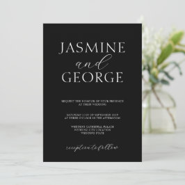 Invitación Elegante Escritura Sencillo Moderno Boda Negra