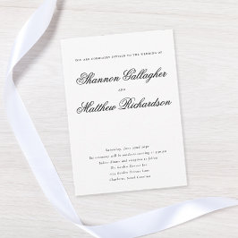 Invitación Elegante escritura tipografía Boda blanco negro