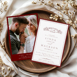 Invitación Elegante Escudo Borgoña Boda Invitat