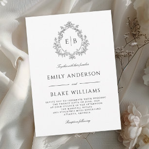 Invitación Elegante Escudo de Boda formal Monograma