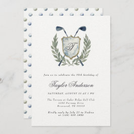 Invitación Elegante Escudo de golf Monograma Fiesta de Cumple