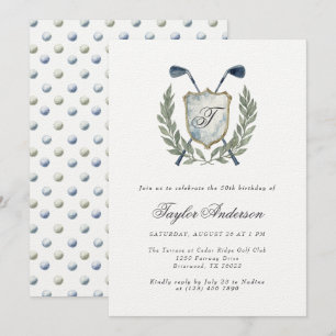 Invitación Elegante Escudo de golf Monograma Fiesta de Cumple