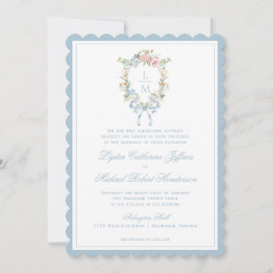 Invitación Elegante Escudo de guirnaldas florales   Boda de m