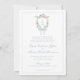Invitación Elegante Escudo de guirnaldas florales   Boda de m