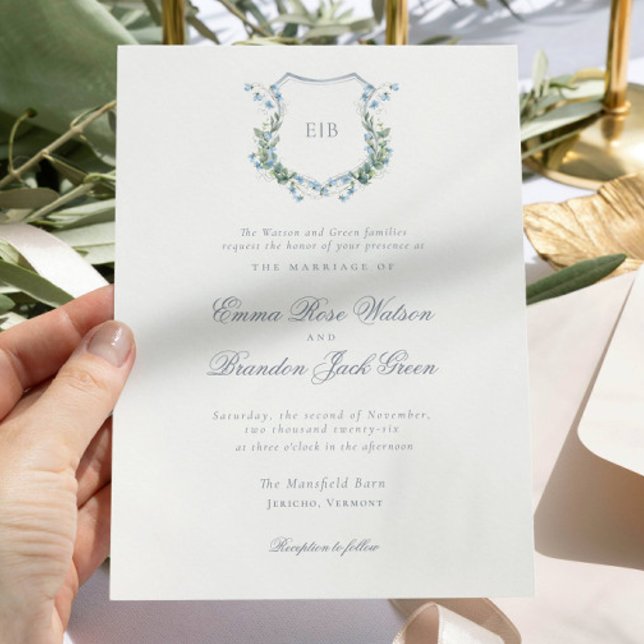 Invitación Elegante Escudo de Monograma Floral Boda formal (Subido por el creador)