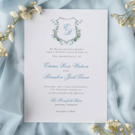 Invitación Elegante Escudo de Monograma Floral Boda formal