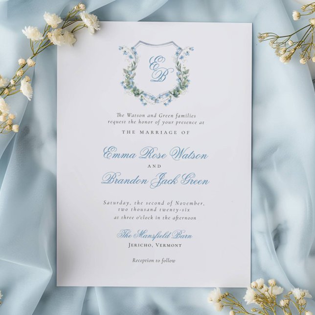 Invitación Elegante Escudo de Monograma Floral Boda formal (Subido por el creador)
