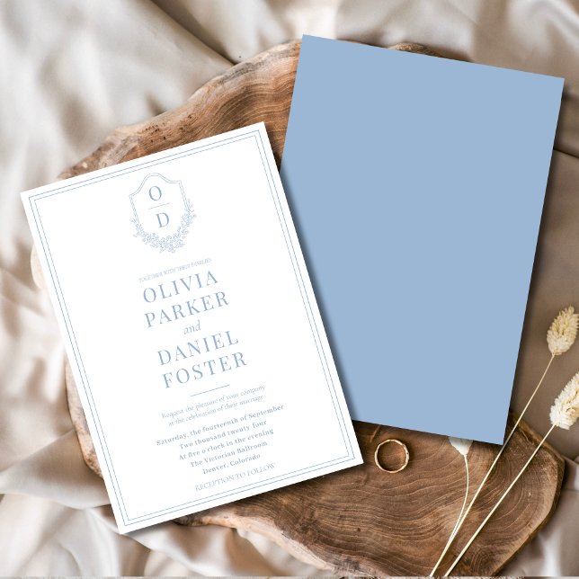 Invitación Elegante Escudo Dusty Blue Minimalista Boda modern (Subido por el creador)