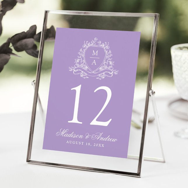 Invitación Elegante Escudo floral Lavender Boda número de mes (Subido por el creador)