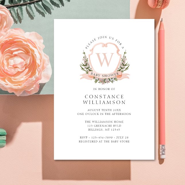 Invitación Elegante Escudo Monograma Baby Shower (Subido por el creador)