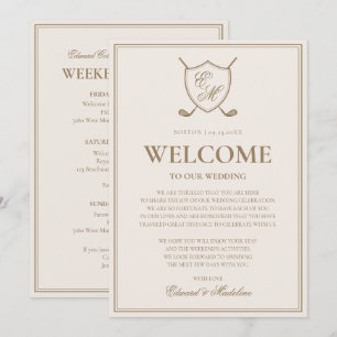 Invitación Elegante Escudo Monograma Boda de golf Nota de bie