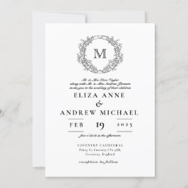 Invitación Elegante Escudo Monograma Boda Vintage