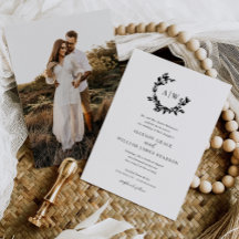 Elegante Escudo Monograma Foto Boda botánico